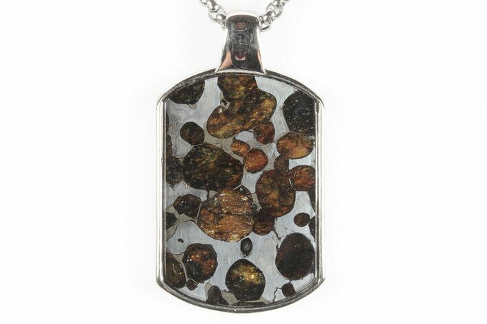 Sericho Pallasite Dog Tag Meteorite Pendant - Kenya #239468